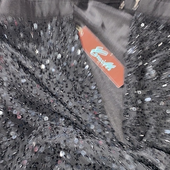 Camille La Vie high-waisted sequinned skirt black Sz US 8 - Picture 13 of 14